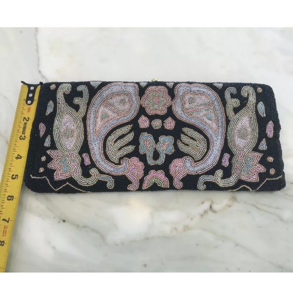 VINTAGE BELGIUM HANDMADE BLACK BEADED CLUTCH - Picture 9 of 13